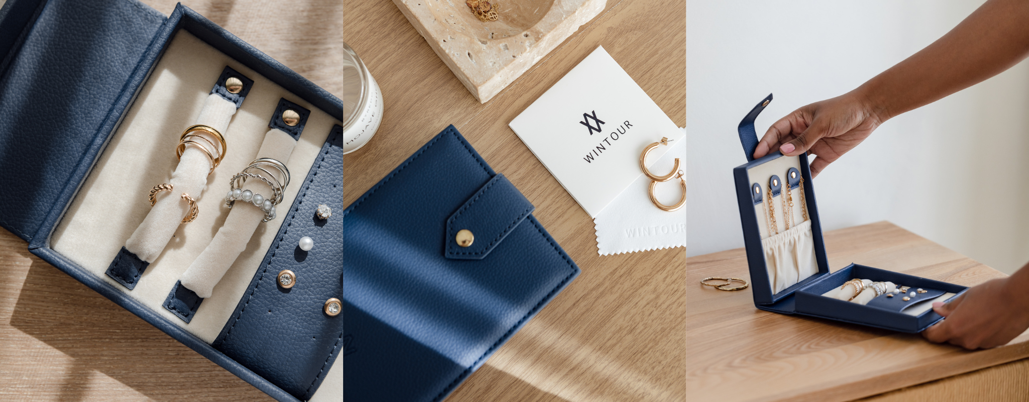 Navy Travel Jewellery Boxes 