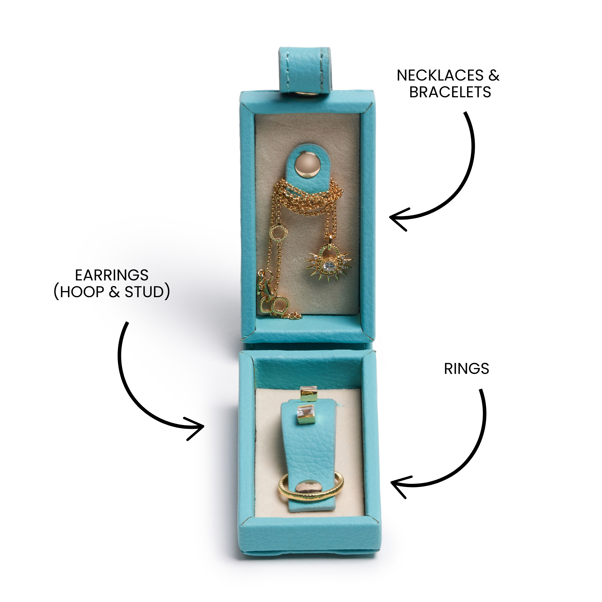 jewellery inside aqua mini jewellery box